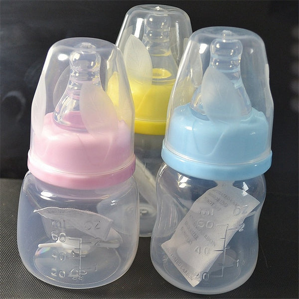 60ml Cute Baby bottle Infant Newborn Cup Children Learn Feeding Drinking Handle Bottle kids Straw Juice water Bottles