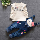 2019 autumn Baby Girls Clothing  jeans pants + Blouse Full Sleeve  Kids