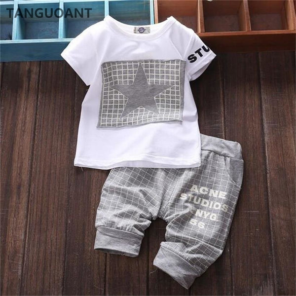 Baby boy clothes Brand summer kids clothes sets t-shirt+pants suit Star Printed Clothes newborn sport suits