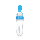 New Solid Baby Feeding Bottle Cup With Spoon Food Supplement Rice Cereal Bottles Squeeze Spoon Milk Safety Silicone Baby Bottle