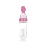 New Solid Baby Feeding Bottle Cup With Spoon Food Supplement Rice Cereal Bottles Squeeze Spoon Milk Safety Silicone Baby Bottle