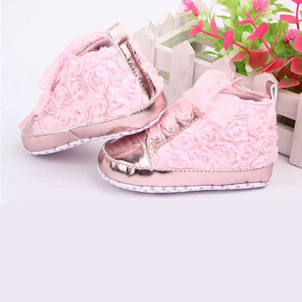 Baby Girls Shoes Toddler Shoes Rose Lace Soft Bottom Princess First Walkers High Shoes First Walkers