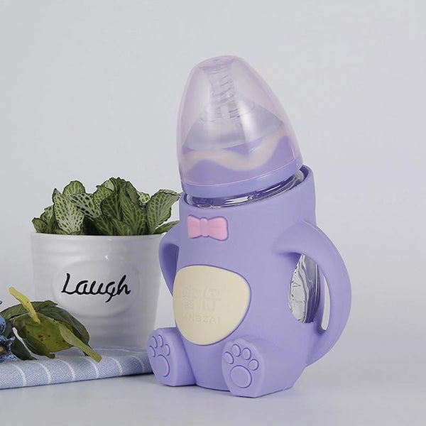 Cute Shape Multiple Color Baby Feeding Bottle Safe Silicone Infant Juice Milk Water Feeding Cup Baby Milk Bottle With Handle