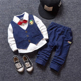 Baby boys clothing sets spring cotton vest+shirts+pants 3pcs