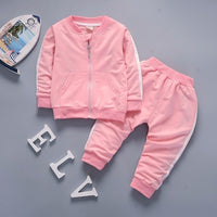 Baby Casual Tracksuit Children Boy Girl Cotton Zipper Jacket Pants 2Pcs/Sets Kids