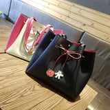 Mickey mouse lady fashion bag shoulder PU clothing accessories doll handbag High capacity leisure drawstring Satchel