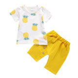 Baby Boy Clothes Pineapple T-shirt Tops Solid Short Casual Outfit Set