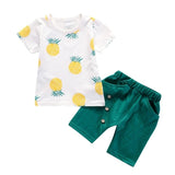 Baby Boy Clothes Pineapple T-shirt Tops Solid Short Casual Outfit Set