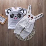 2019 Baby Clothing Cartoon Bear Short Sleeve T-Shirt + Workwear Pants