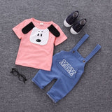 2019 Baby Clothing Cartoon Bear Short Sleeve T-Shirt + Workwear Pants