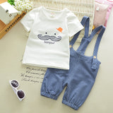 2019 Baby Clothing Cartoon Bear Short Sleeve T-Shirt + Workwear Pants