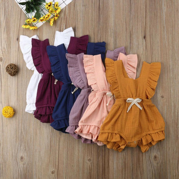 2019 6 Color Cute Baby Girl Ruffle Solid Color Romper Jumpsuit
