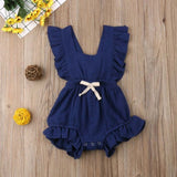 2019 6 Color Cute Baby Girl Ruffle Solid Color Romper Jumpsuit