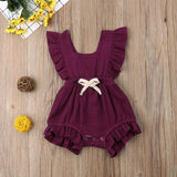 2019 6 Color Cute Baby Girl Ruffle Solid Color Romper Jumpsuit